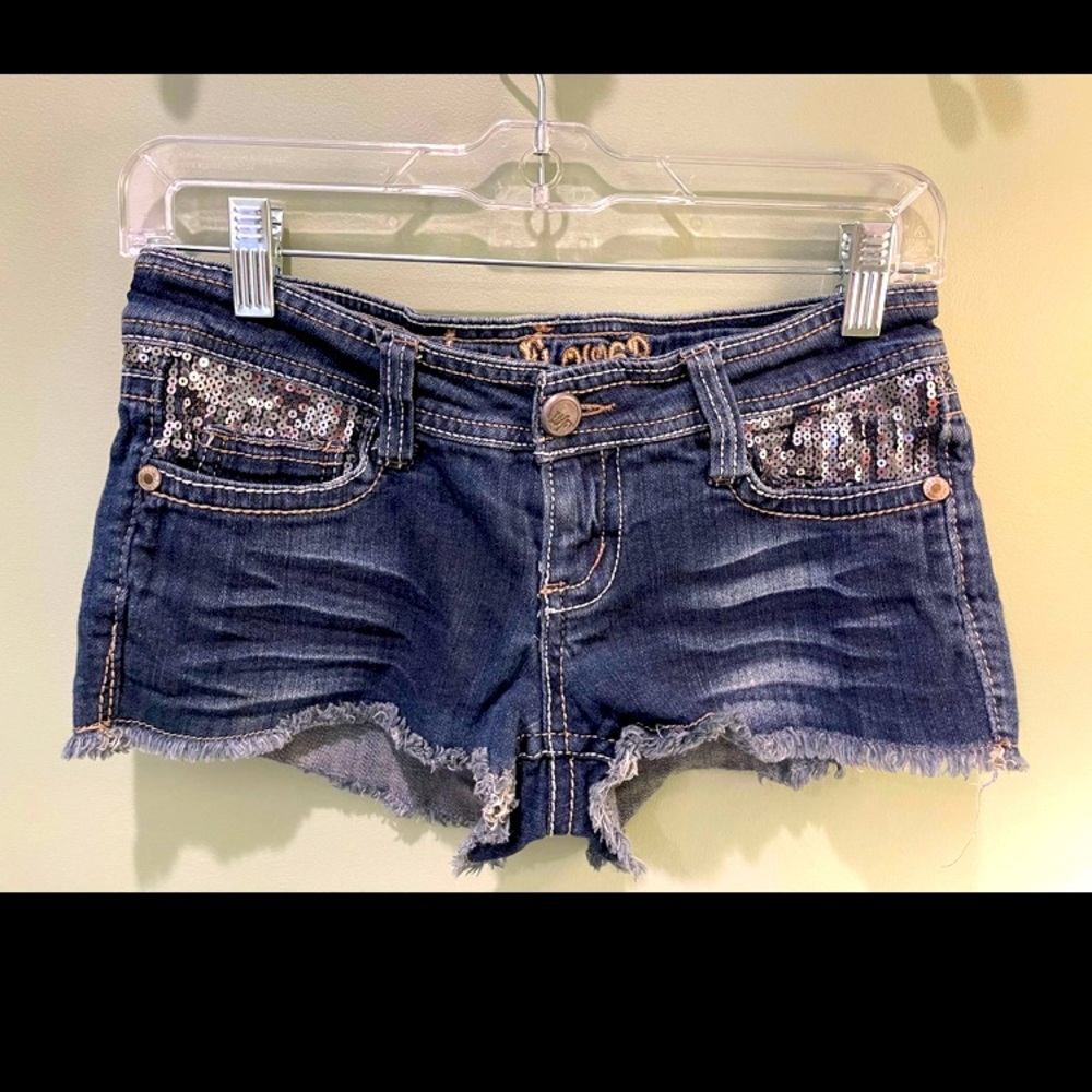 WallFlower Blue Jean Denim Sequins Shorts